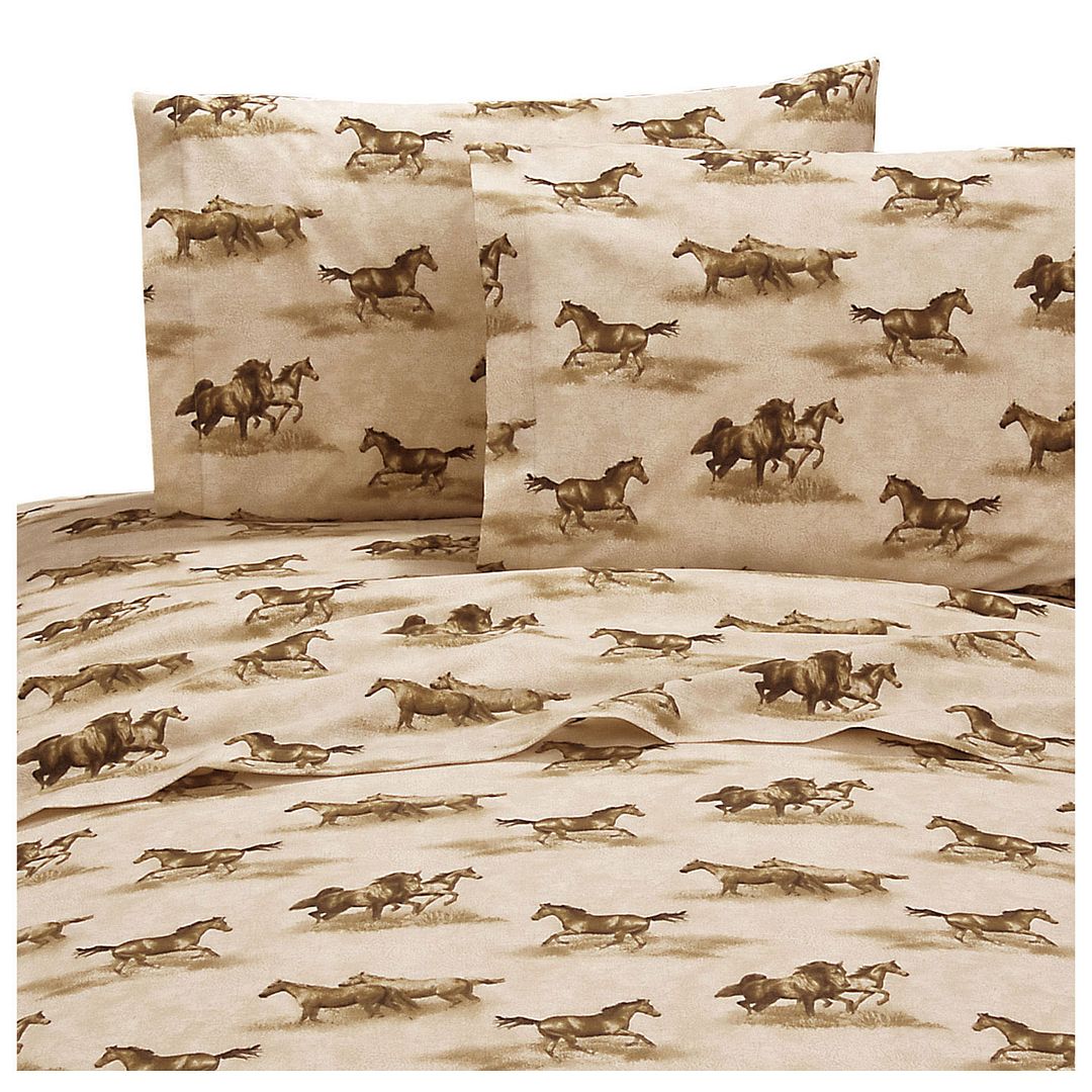 Wild Horses Creme Cotton Polyester Country Western Cabin Sheet Sets eBay