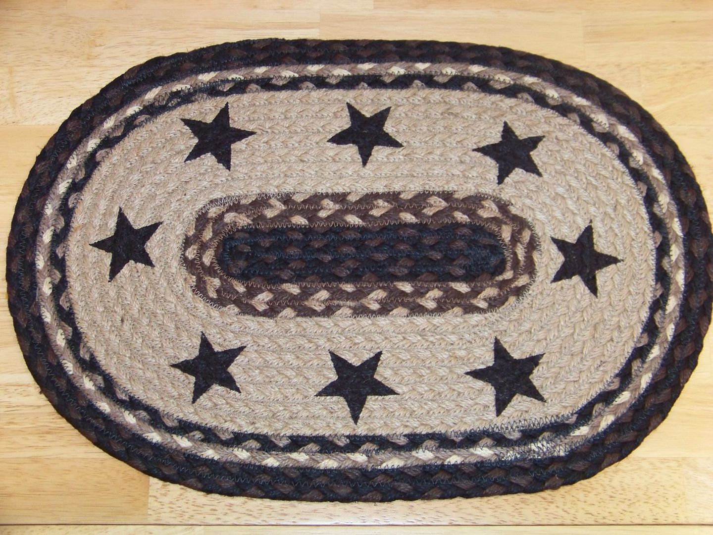 (2) Black Star Jute Braided Primitive Country Kitchen Tabletop