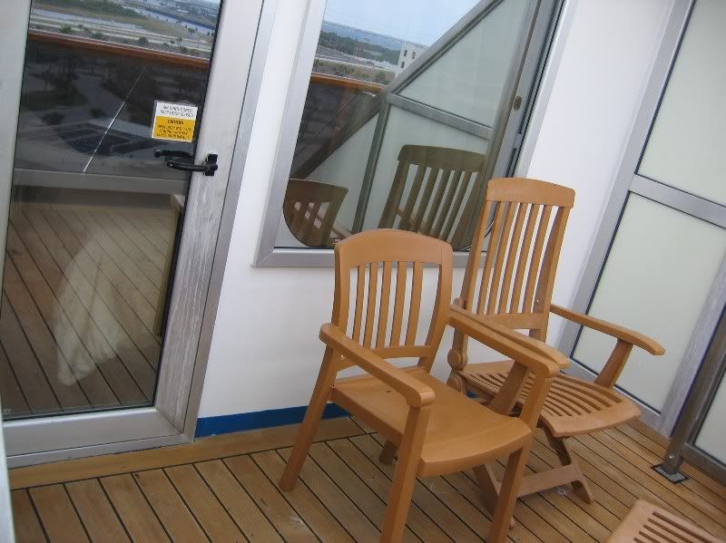 Side facing balcony on the Royal Caribbean Navigator of the Seas .