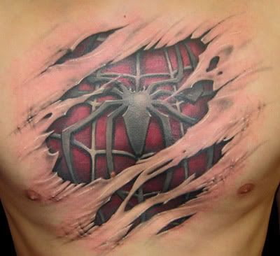 man tattoos. spiderman tattoos. spider-man