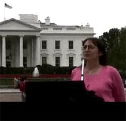 Judy Woods speaks in front of White House on September 11