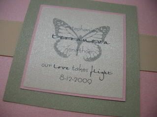 Butterfly Wedding Invitation - Pink and Sage