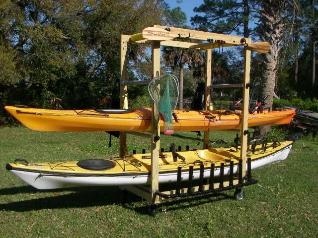 wooden kayak rack
