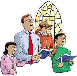 clipart of a family in church