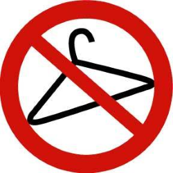 clipart showing a prohibited line through a coat hanger