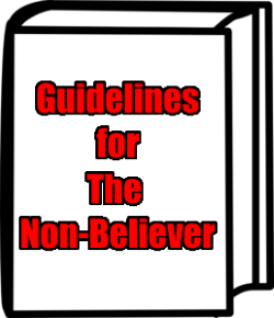 created clipart showing book cover with words Guidelines for the Non-Believer