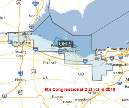 image showing the Ohio 9th Congressional District looked like in 2010
