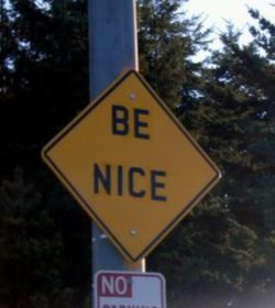 image of a Be Nice sign