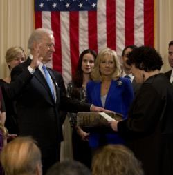 image of VP Biden taking the oath of office