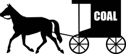 created clipart of a horse drawn buggy with coal text written on it