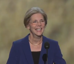 screencap of Elizabeth Warren speaking at the 2012 Democratic National Convention