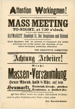 image of Flyer for the 1886 Haymarket protest