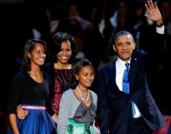 image of President Obama & Family @ Victory party 2012