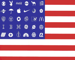US Flag showing corporate logos as stars