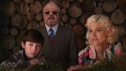 Mason Cook, Eddie Izzard, Charity Wakefield in Mockingbird Lane screencap of Mason Cook, Eddie Izzard, and Charity Wakefield in Mockingbird Lane