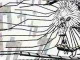 Yuri from the manga is raised up in the air whilst her borg attacks during the first alien hunt.