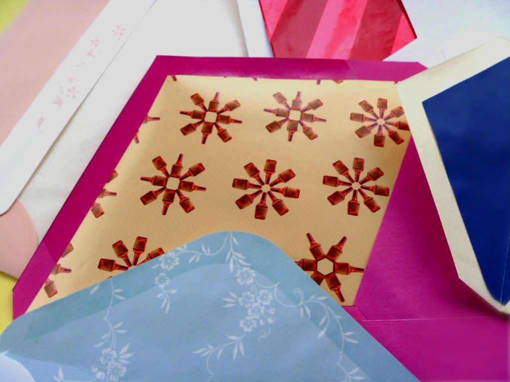 envelopes lined in wrapping paper simple DIY