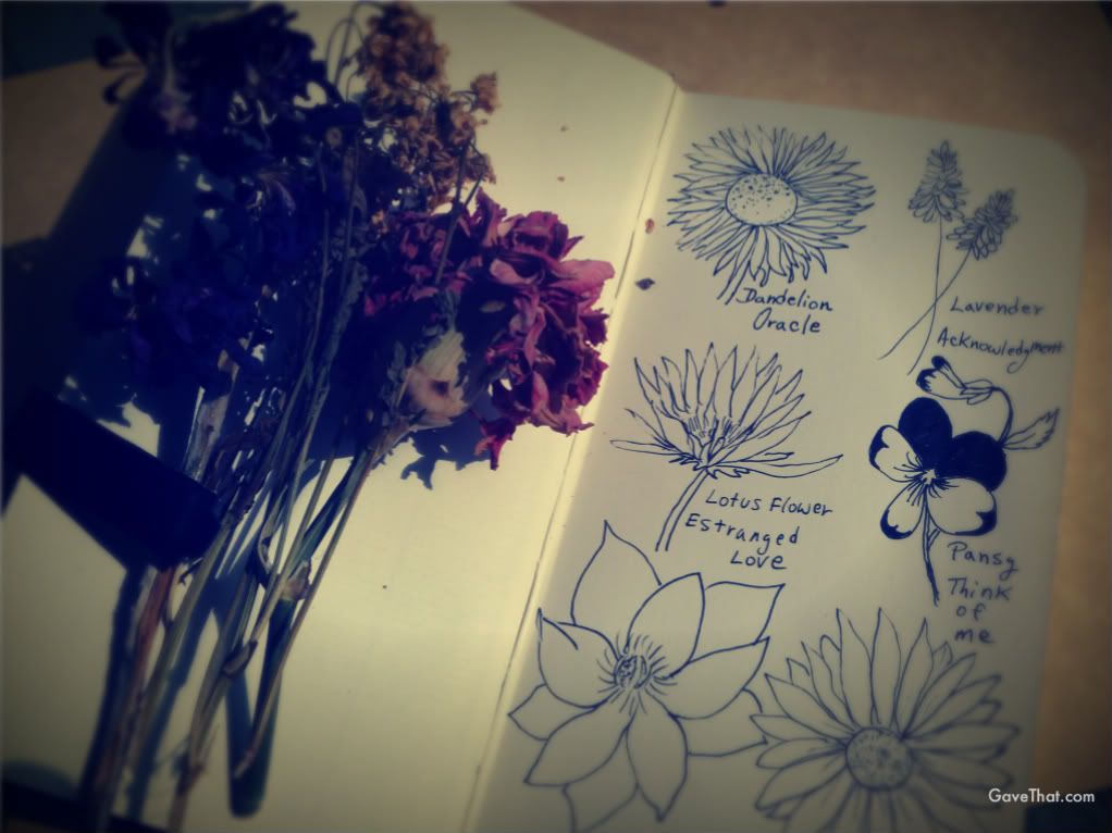 mam for gave that drawings of flowers meanings in journal with dried flowers