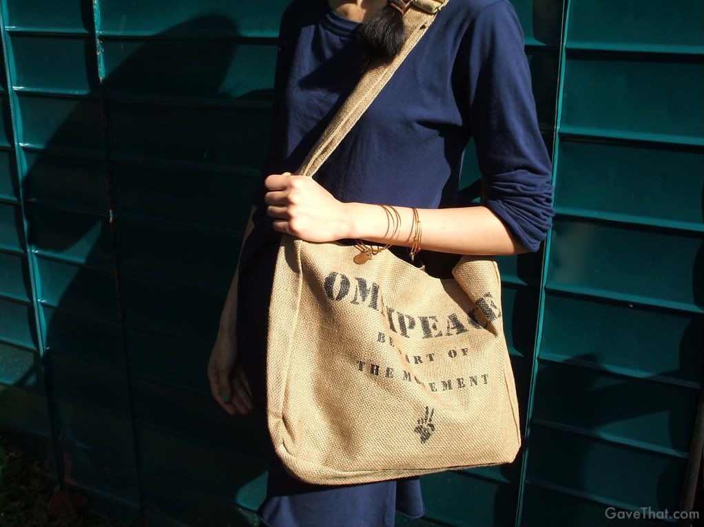 magda for gave that me marie wearing the OmniPeace Jute bag