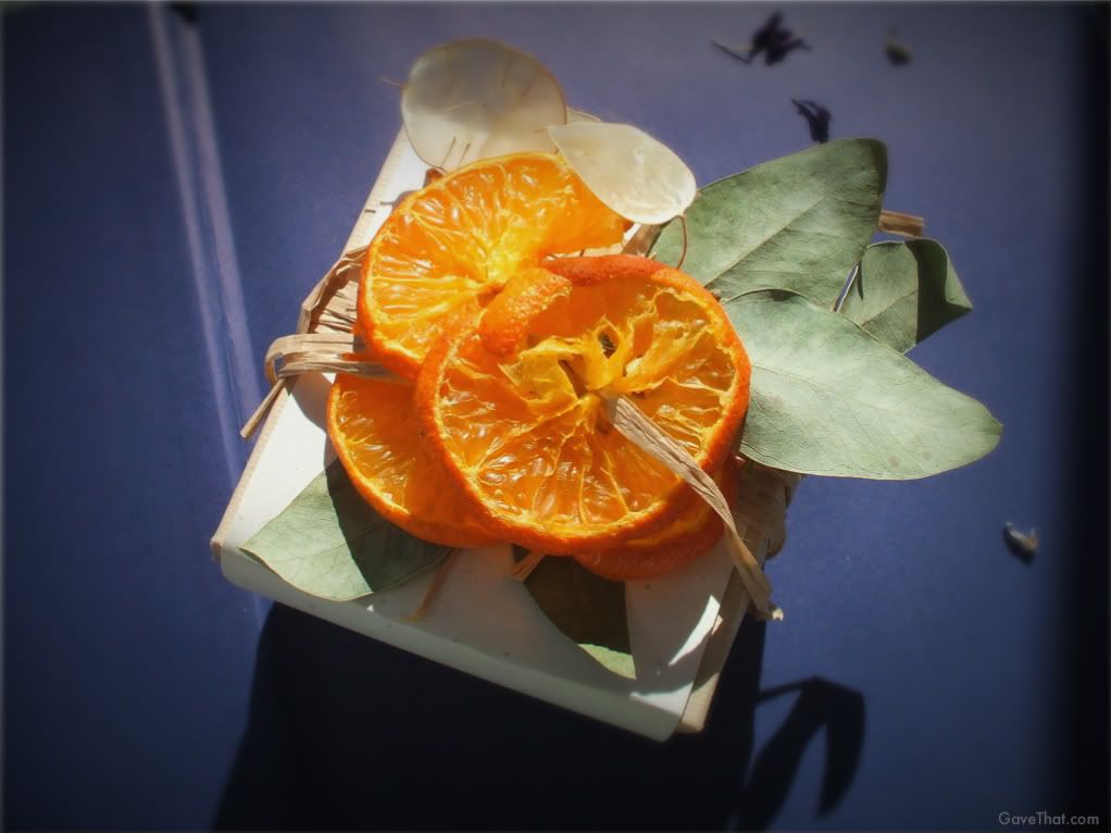 mam for gift wrap blog gave that gift wrap style with dried orange wheels money plant dried leaves raffia bow