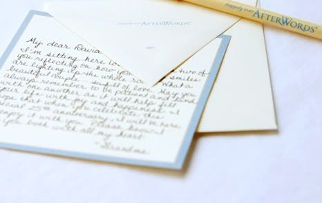 Writing a letter to the bride and groom The Anniversary Box