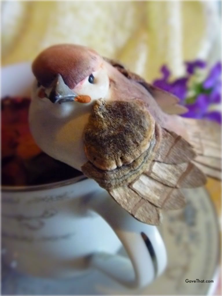 mam for Gave That vintage bird on edge of tea cup