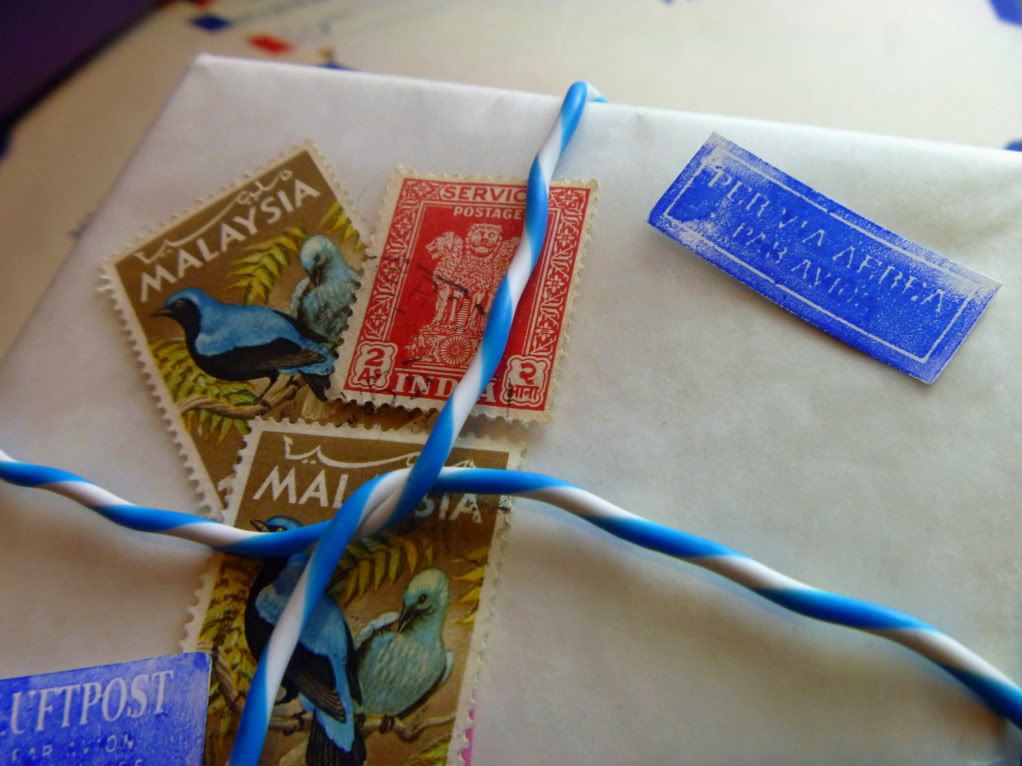 mam for gave that antique postage stamps embellishing a present gift wrap