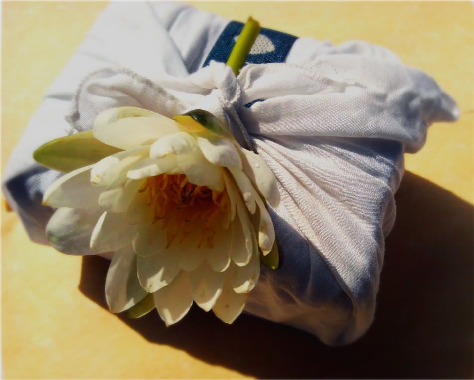 White waterlily wrapped gift box