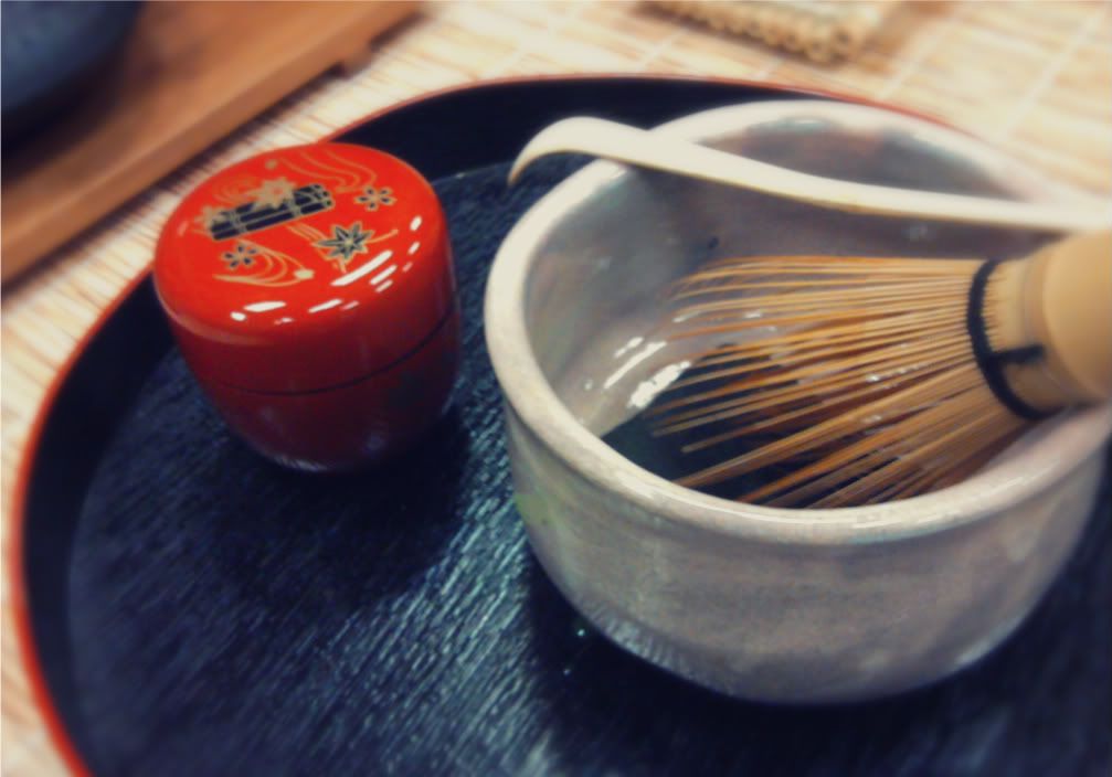 Japanese tea ceremoney Matcha bowls and implements