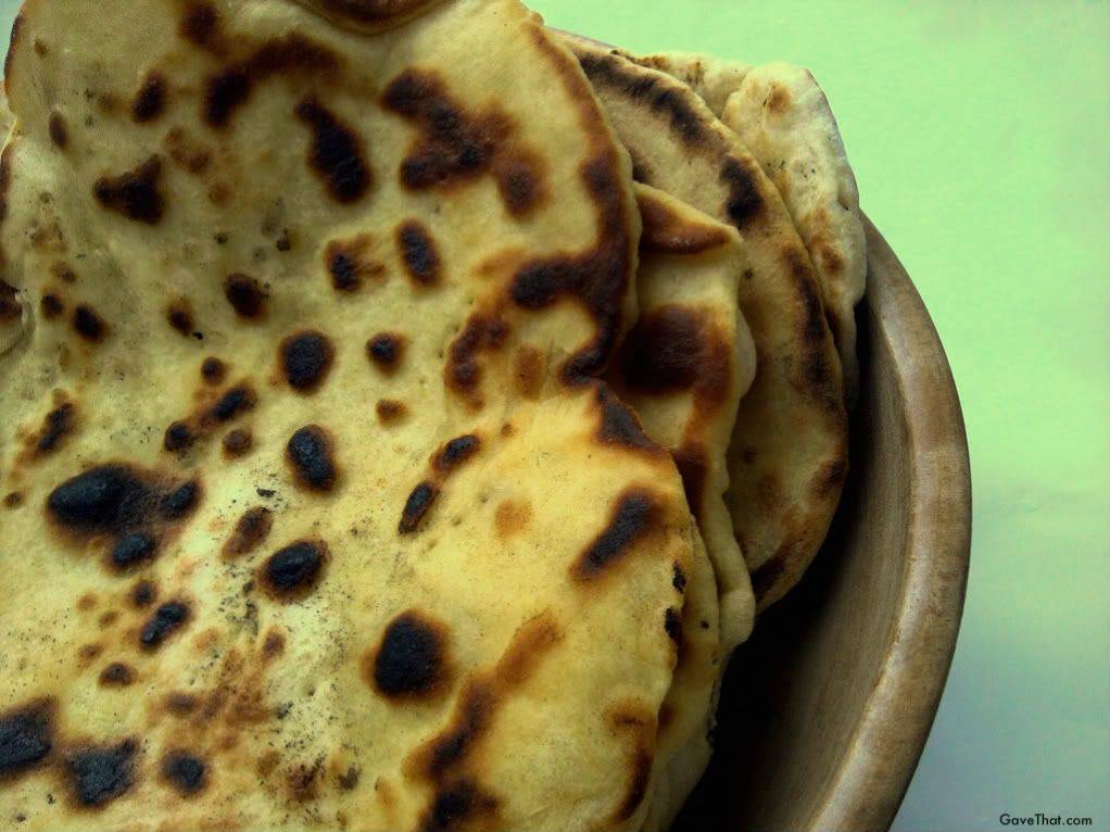 Soft Flat Breads in wooden bowl