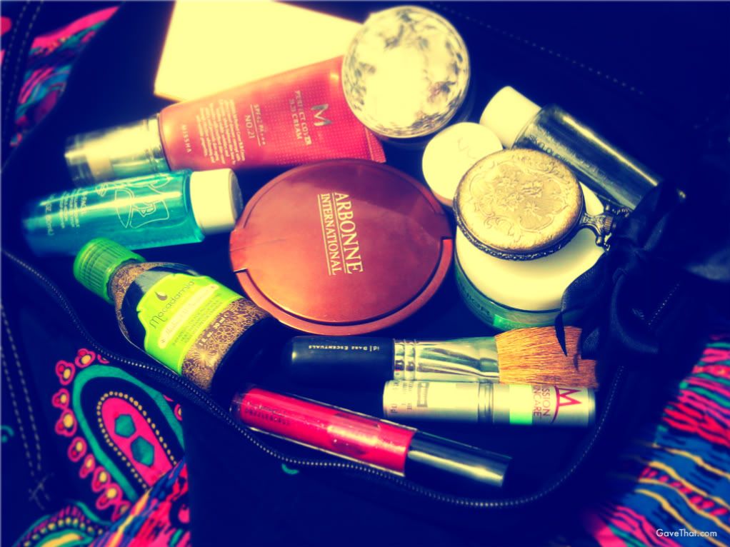 Inside my Hold Me makeup bag