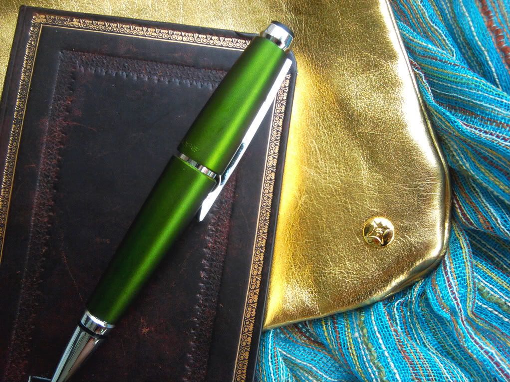 paperblanks journal green cross pen gold Stephanie Johnson pouch bag
