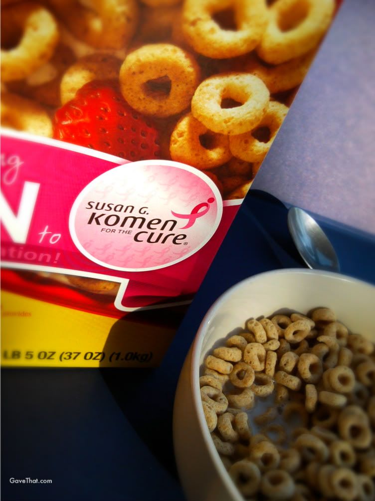 Breast Cancer Awareness month specially marked packages at Sams Club bowl of Cheerios