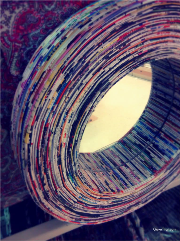 Mirror created out of recycled magazine pages