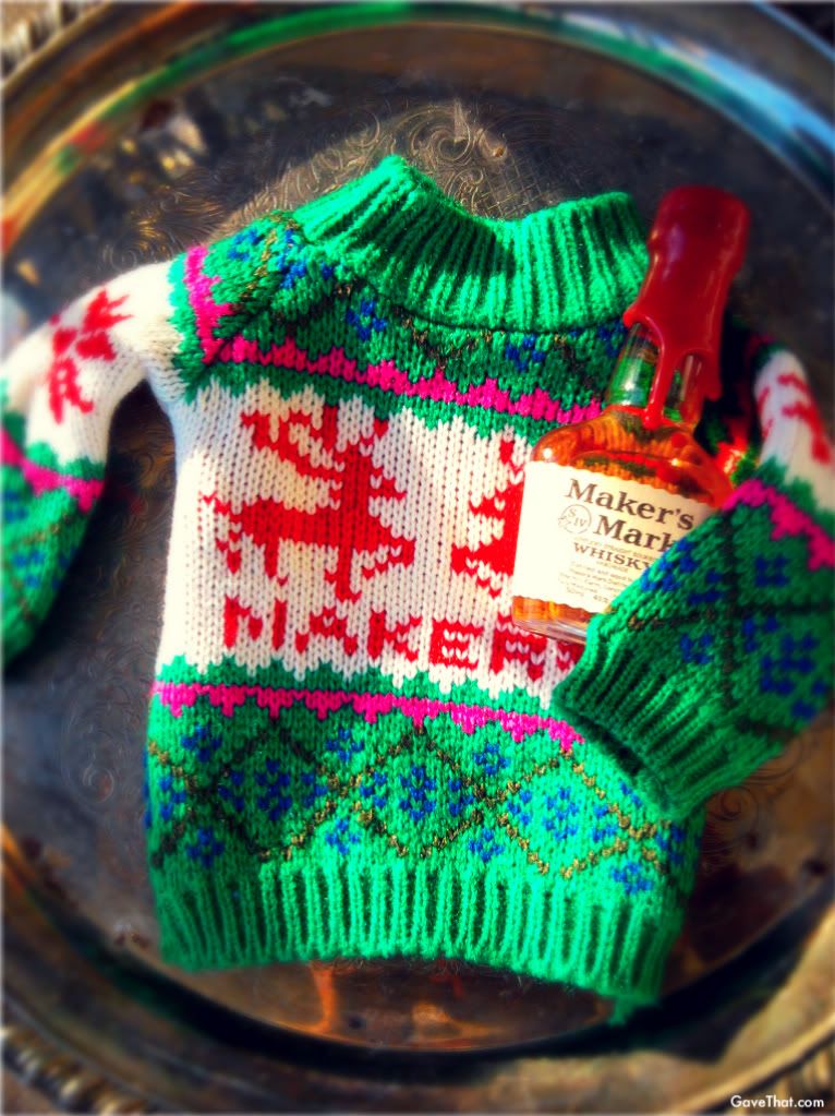 Makers Mark tiny sweater bottle cover