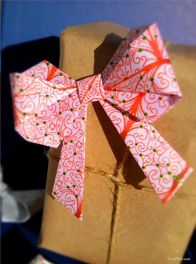 Origami Kirigami gift bow decorating a present