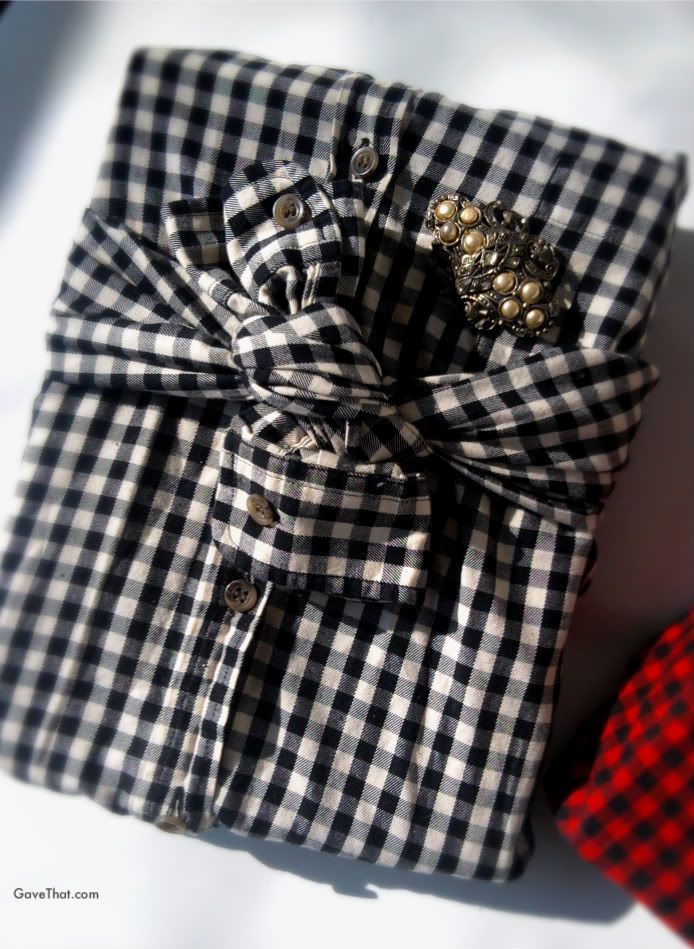 Check shirt wrapped gift inspired Jenn Playford