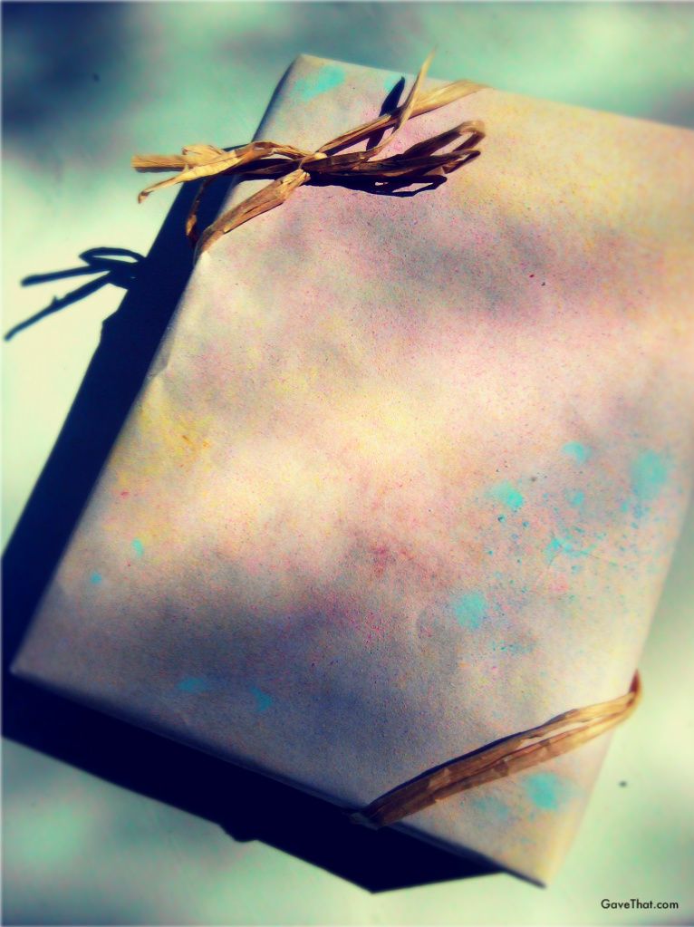 Present wrapped in DIY pastel chalk gift wrap keep reading to see the tutorial for how to make your own