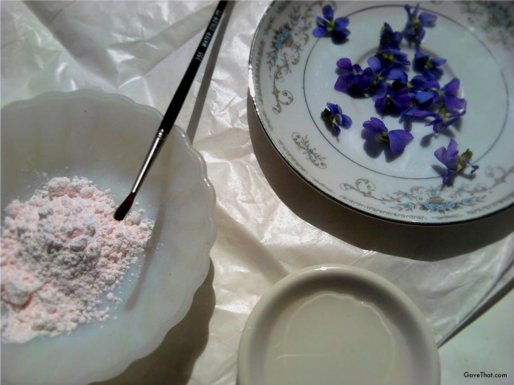 Things needed to make candied violets powdered sugar egg whites paint brush wild purple violets wax paper