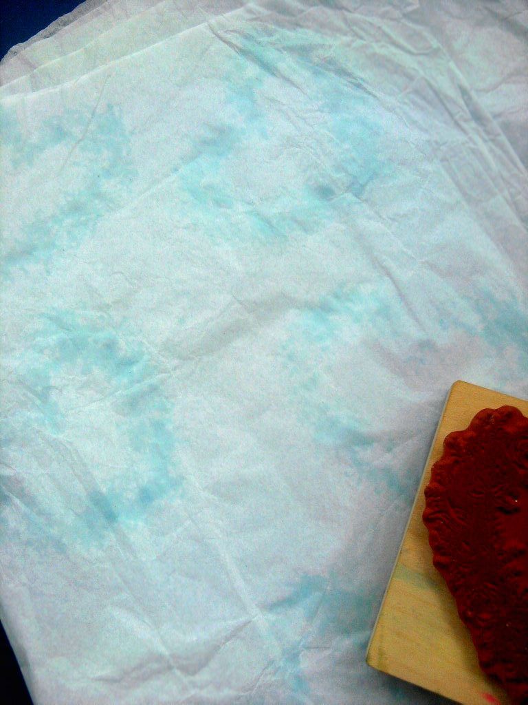 DIY rubber stamped tissue paper