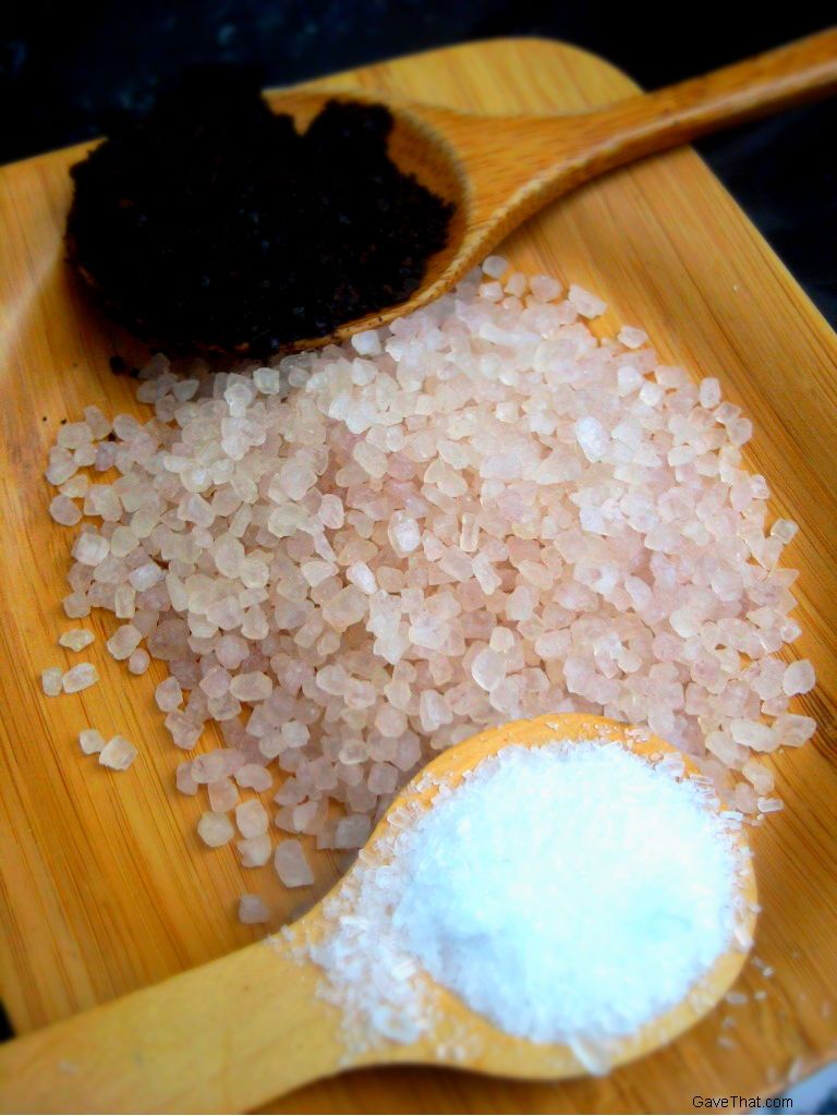 Sea salts and used coffee grounds for DIY summer beauty gift ideas