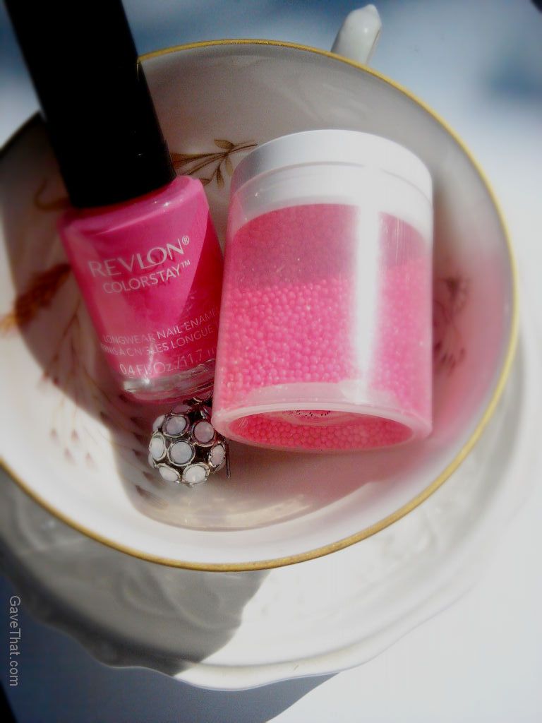DIY Nonpareils Nail Art Kit Girls Night Idea with Revlon Colorstay polish in Passionate Pink