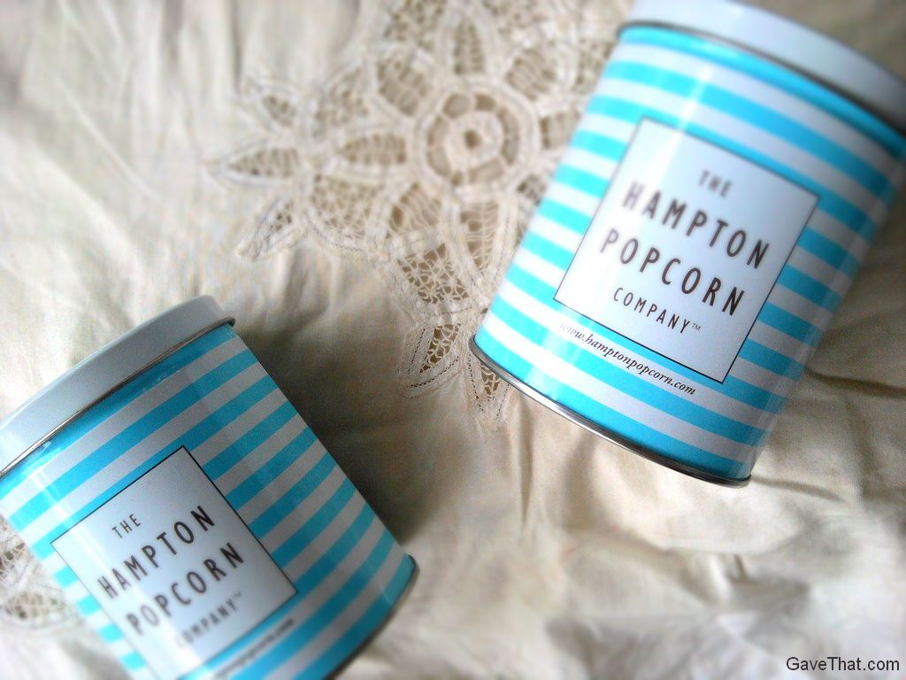 The Hampton Popcorn Company tins on guests pillows