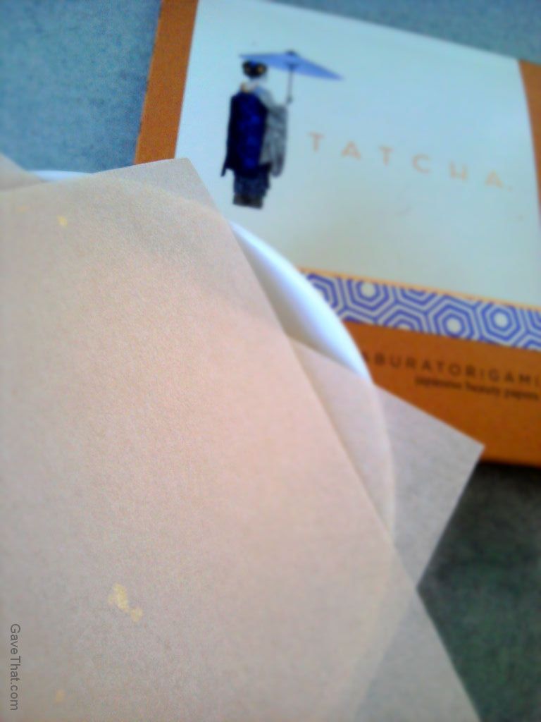 Tatcha beauty papers with flecks of gold in them