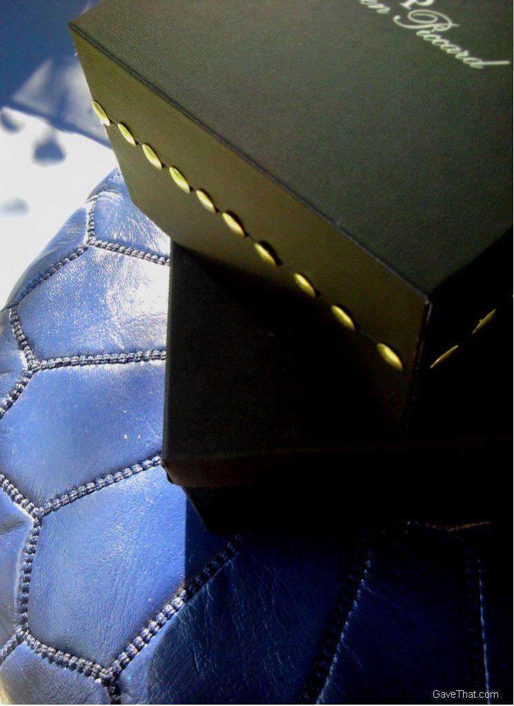 DIY gold tack embellished black gift boxes