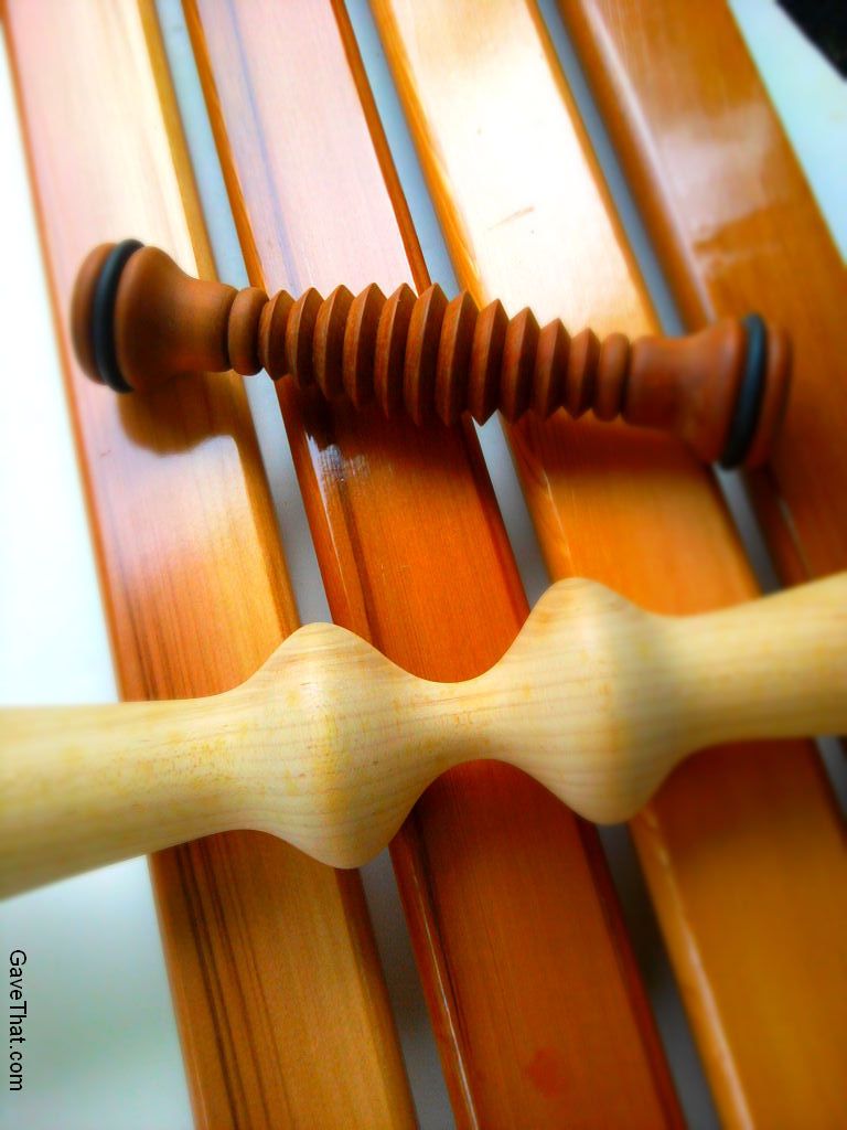 Wooden Ma roller and Footsie massage tools