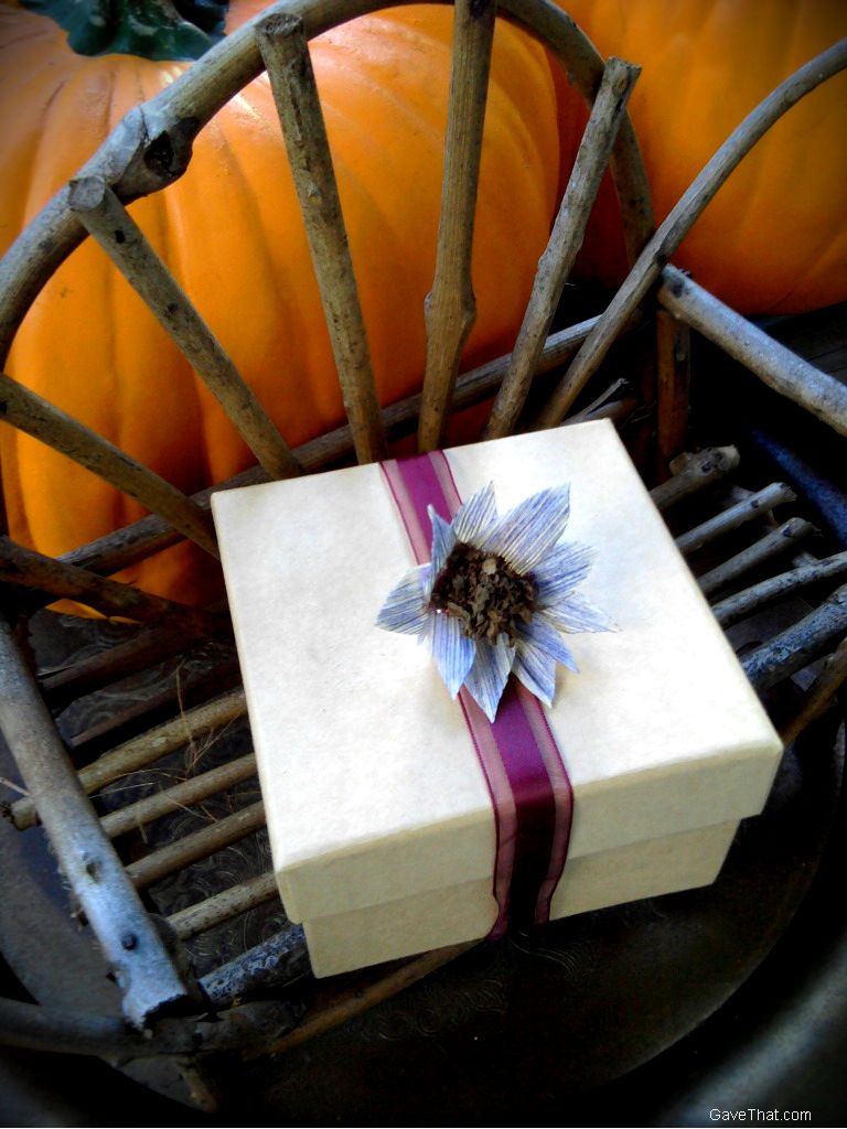 Corn husk flower on gift