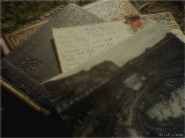 mam for gave that antique book and love letter postcards