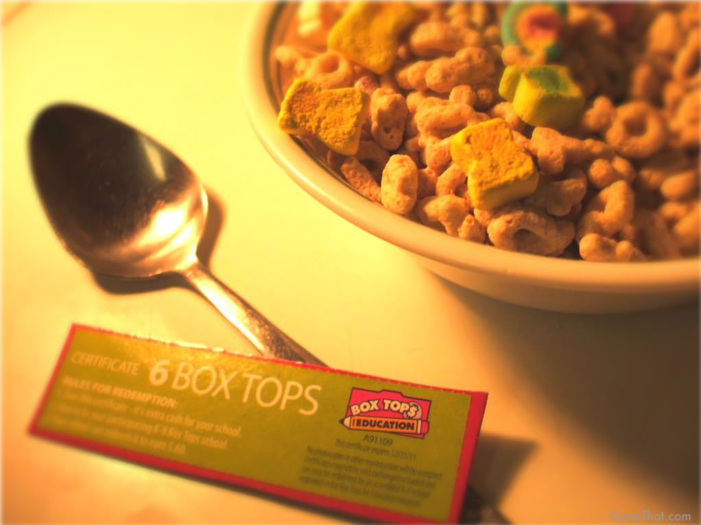 mam for gave that Lucky Charms cereal with box tops back to school program
