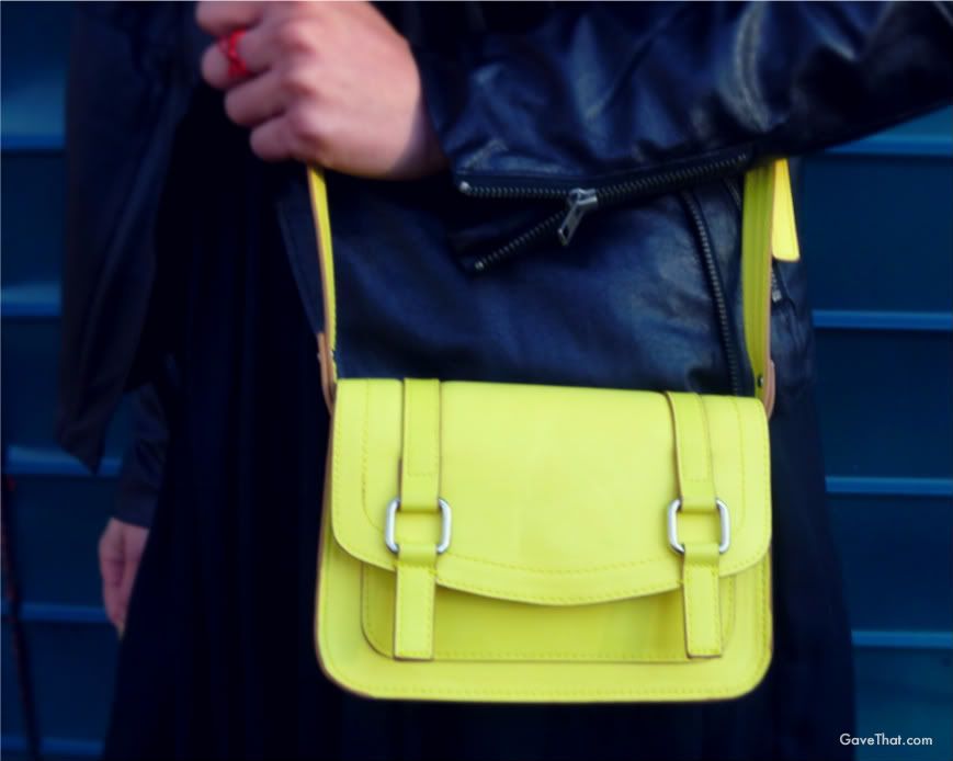 Neon yellow mini messenger bag by Old Navy a total Kate Spade Essex Scout fluorescent doppelganger